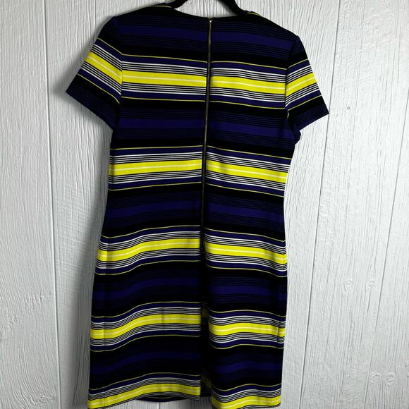 Calvin Klein Women's Stripes Shift Dress Blue Yellow Black Size 8 Above Knee - Picture 3 of 11